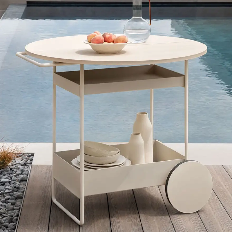 Ninfea Serving Cart with Top in Wood - Zzue Creation