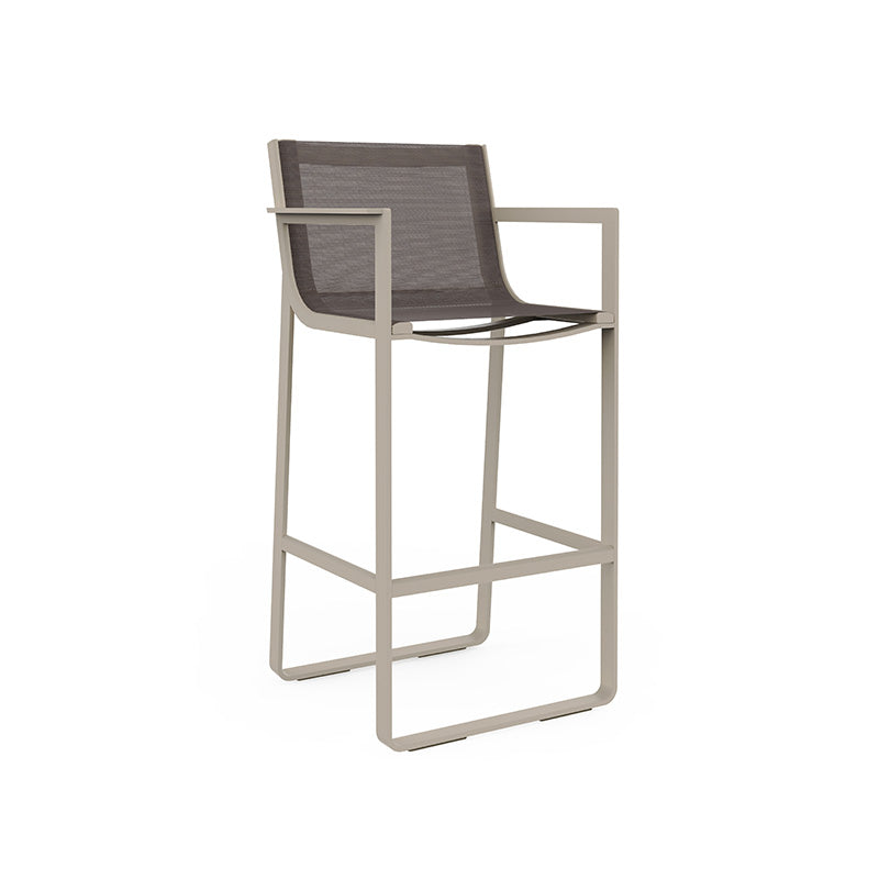 Flat Textil High Stool with High backrest and Arms - Zzue Creation