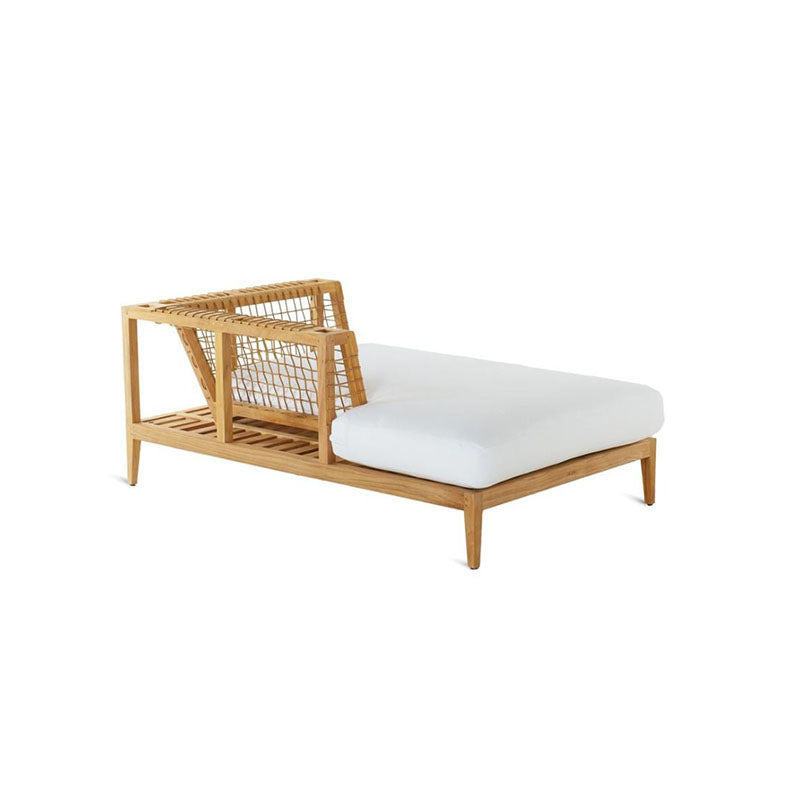 Synthesis Right Chaise-longue Module in teak and WaProLace - Zzue Creation