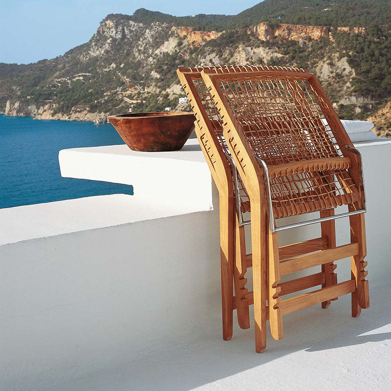 Synthesis Folding Deckchair in teak and WaProLace - Zzue Creation