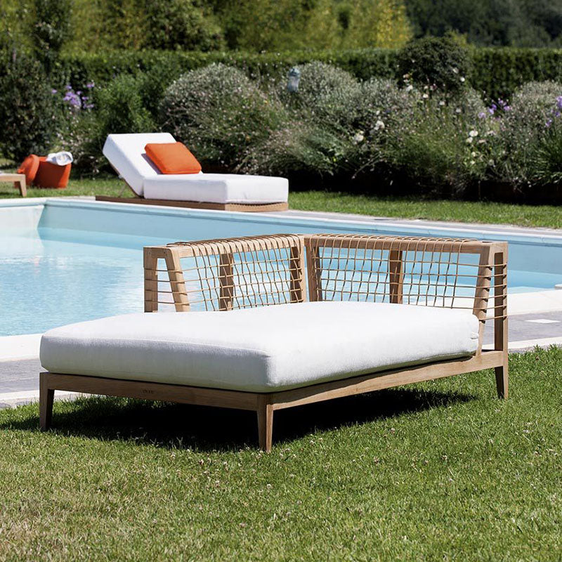 Synthesis Right Chaise-longue Module in teak and WaProLace - Zzue Creation