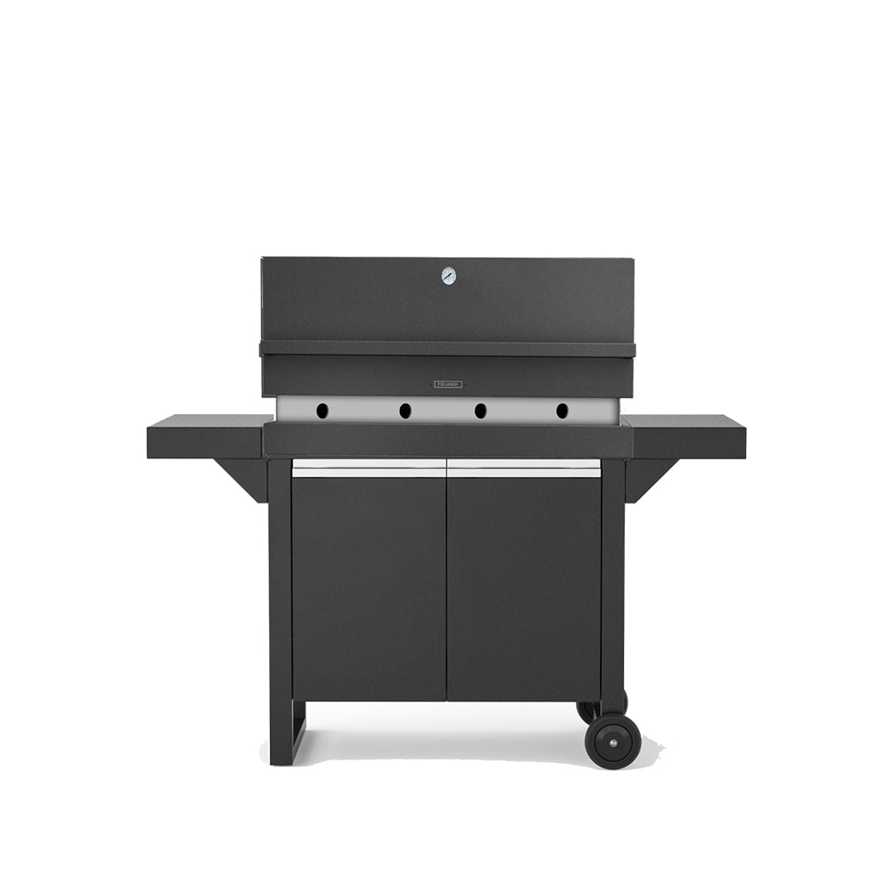FGA 1000 FO Barbecue with cart. doors and 2 side shelves - Zzue Creation