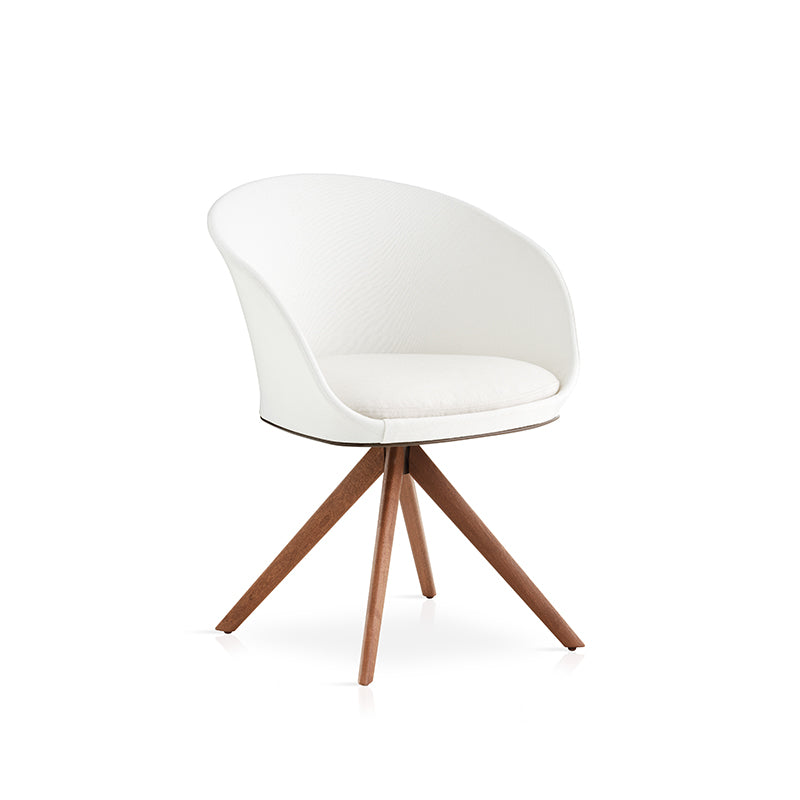 Blum Dining Armchair with Pyramid-shaped Solid Wood Base - Zzue Creation