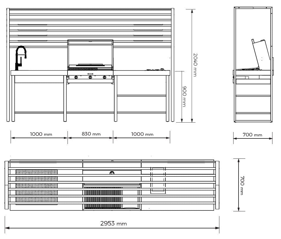 Yellowstone Outdoor Kitchen with Gas BBQ (Island Grill) - Zzue Creation