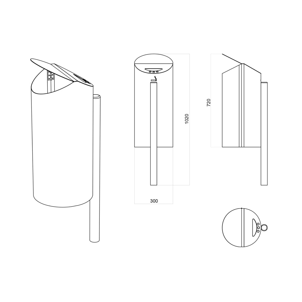 Neo Rubbish Bin 015 (with Pole Bracket) - Zzue Creation