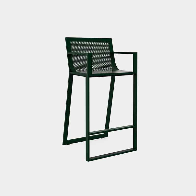 Blau High Stool with High Backrest and Arms - Zzue Creation