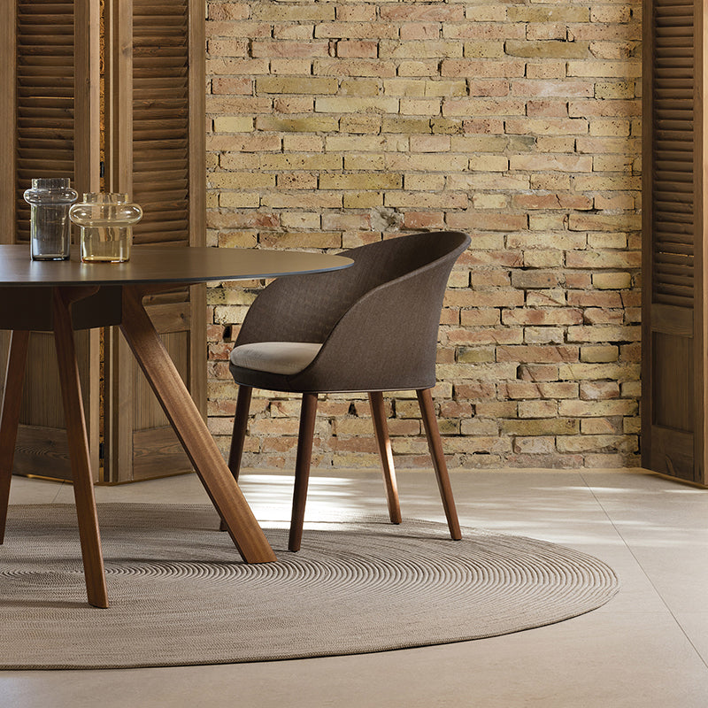 Blum Dining Armchair with Solid Wood Legs - Zzue Creation