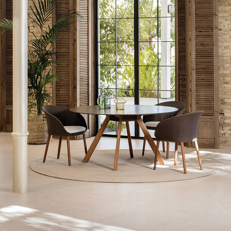 Blum Dining Armchair with Solid Wood Legs - Zzue Creation