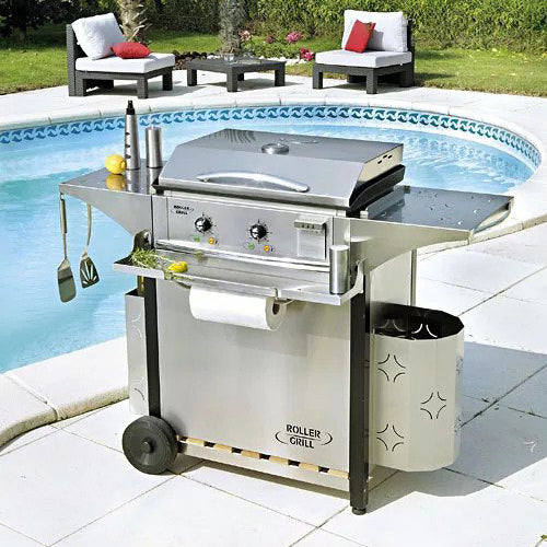 PL600E & CHPS600 Enameled and Electric Plancha BBQ Grill Cart - Zzue Creation