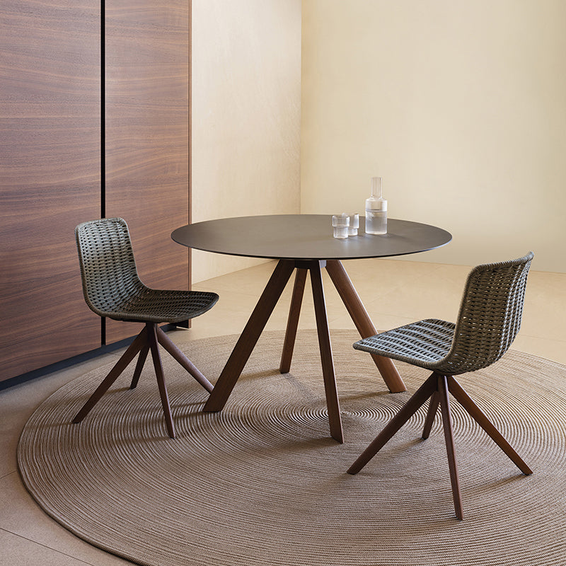Lapala Hand-woven Chair with Pyramid-shaped Solid Wood Base - Zzue Creation