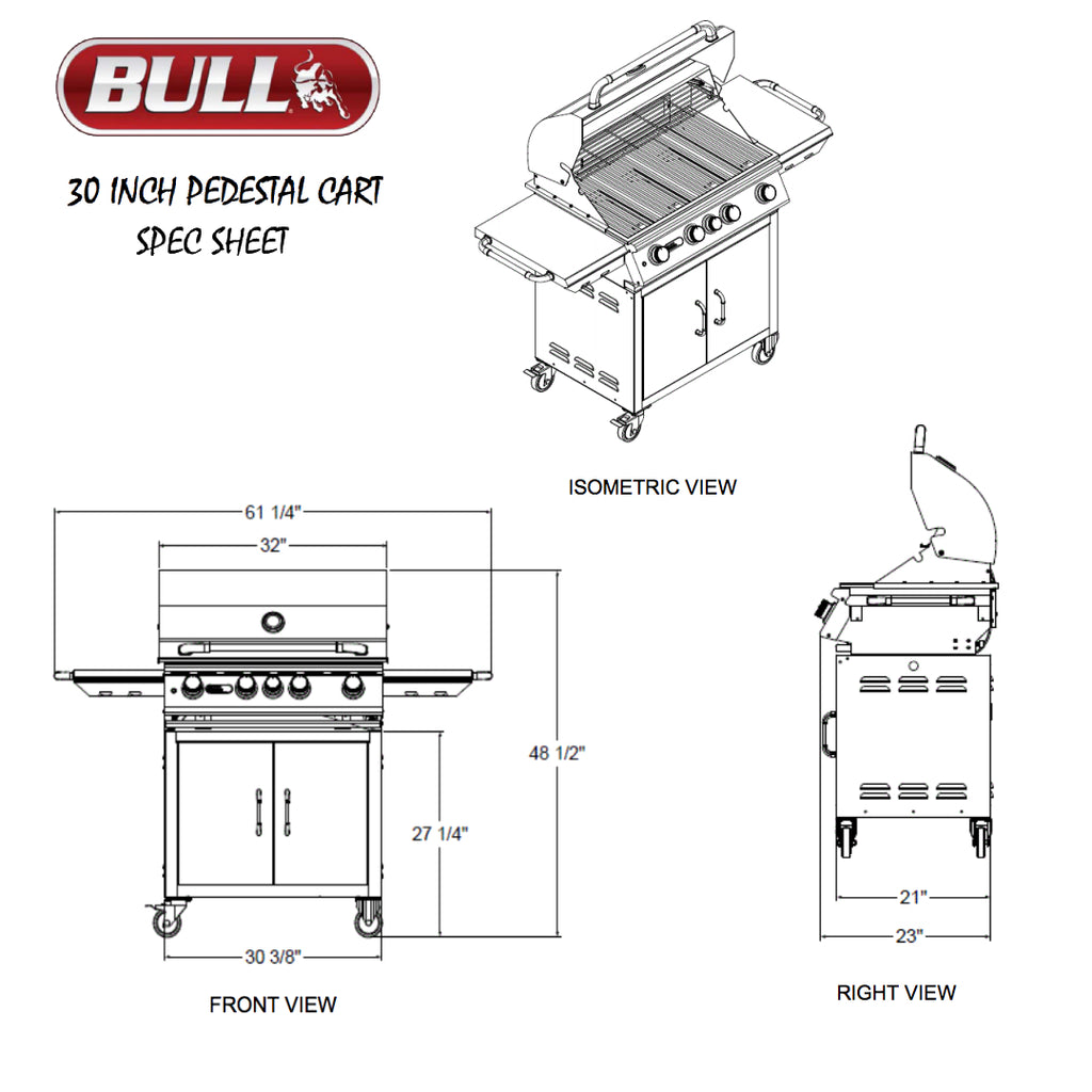 Outlaw Gas BBQ Grill Cart (4 Porcelain Coated Burners) - Zzue Creation