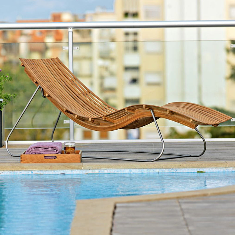 Swing stacking chaise longue in teak - Zzue Creation