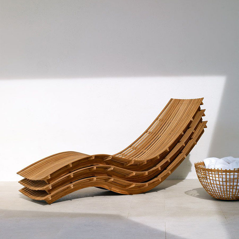 Swing stacking chaise longue in teak - Zzue Creation